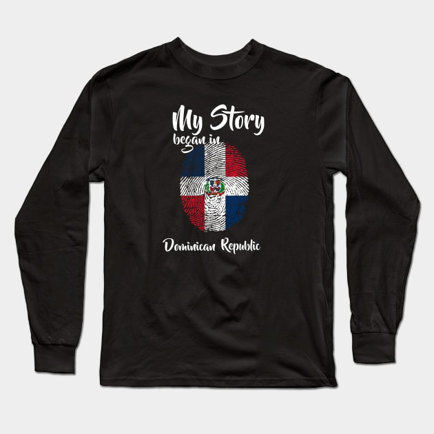 Dominican republic Flag Fingerprint My Story DNA Santo Domrep Long Sleeve T-Shirt by Your Culture & Merch
